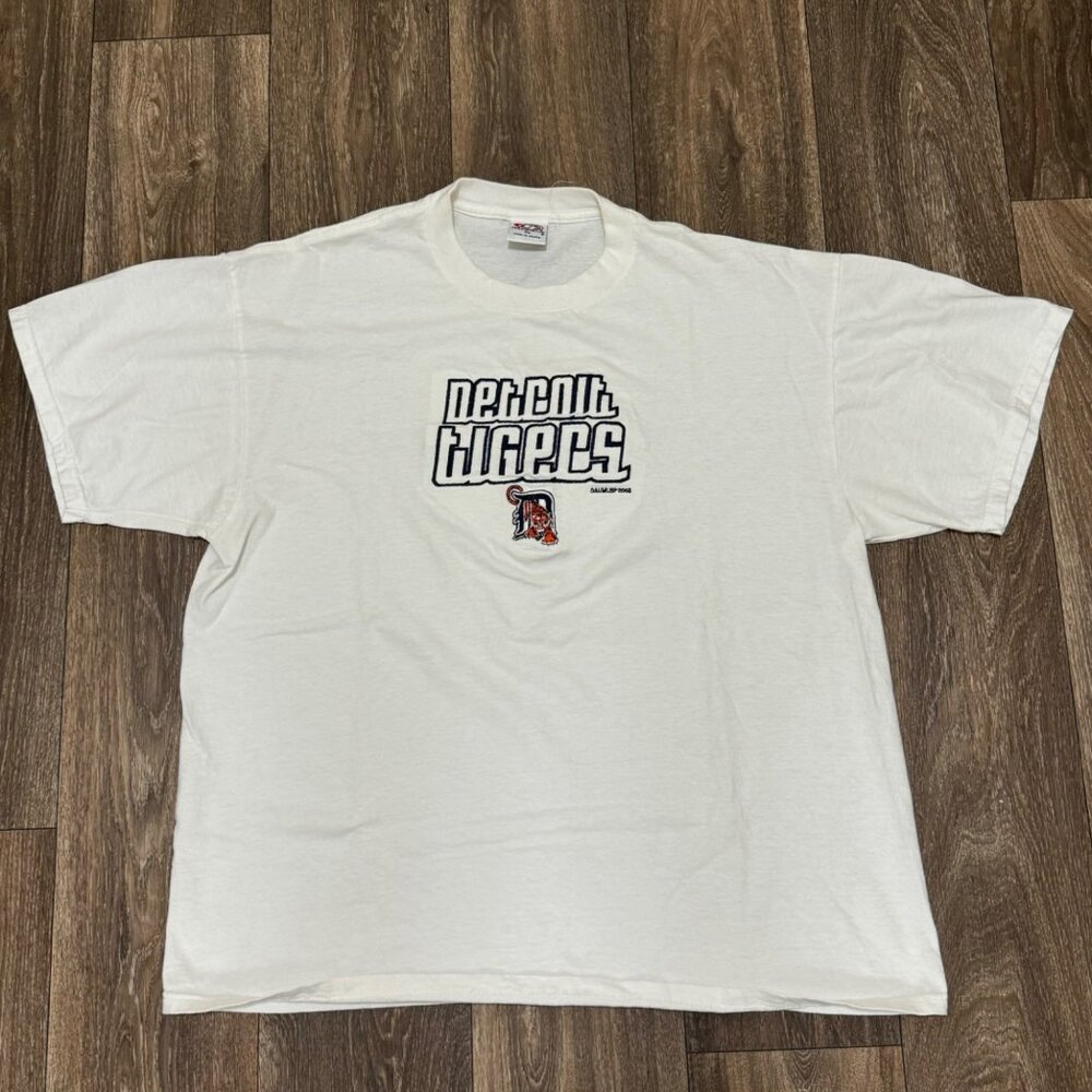 VTG Detroit Tigers Shirt Men's XL White Embroidered MLB Y2K 00s True Fan